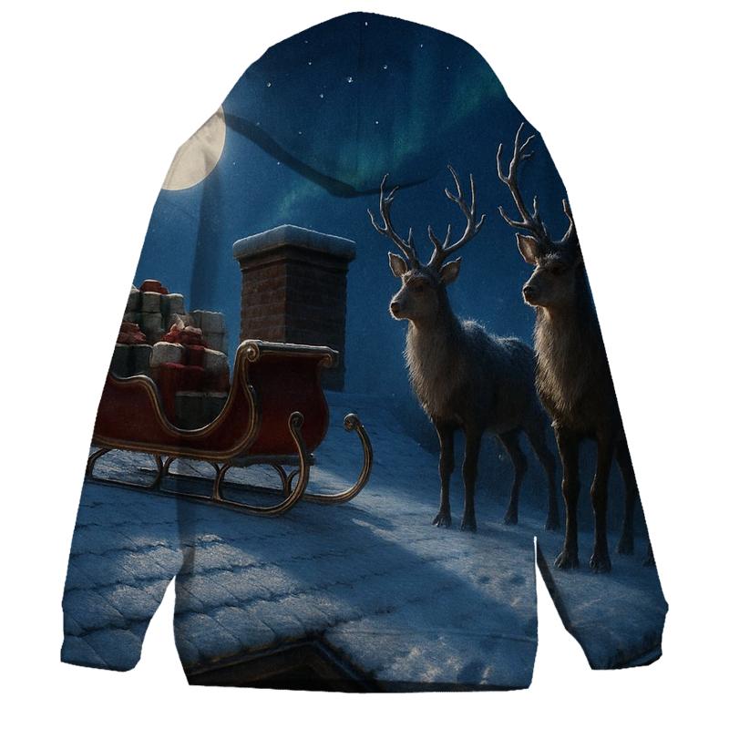 Midnight Sleigh On A Frosted Rooftop heavyweight hoodies