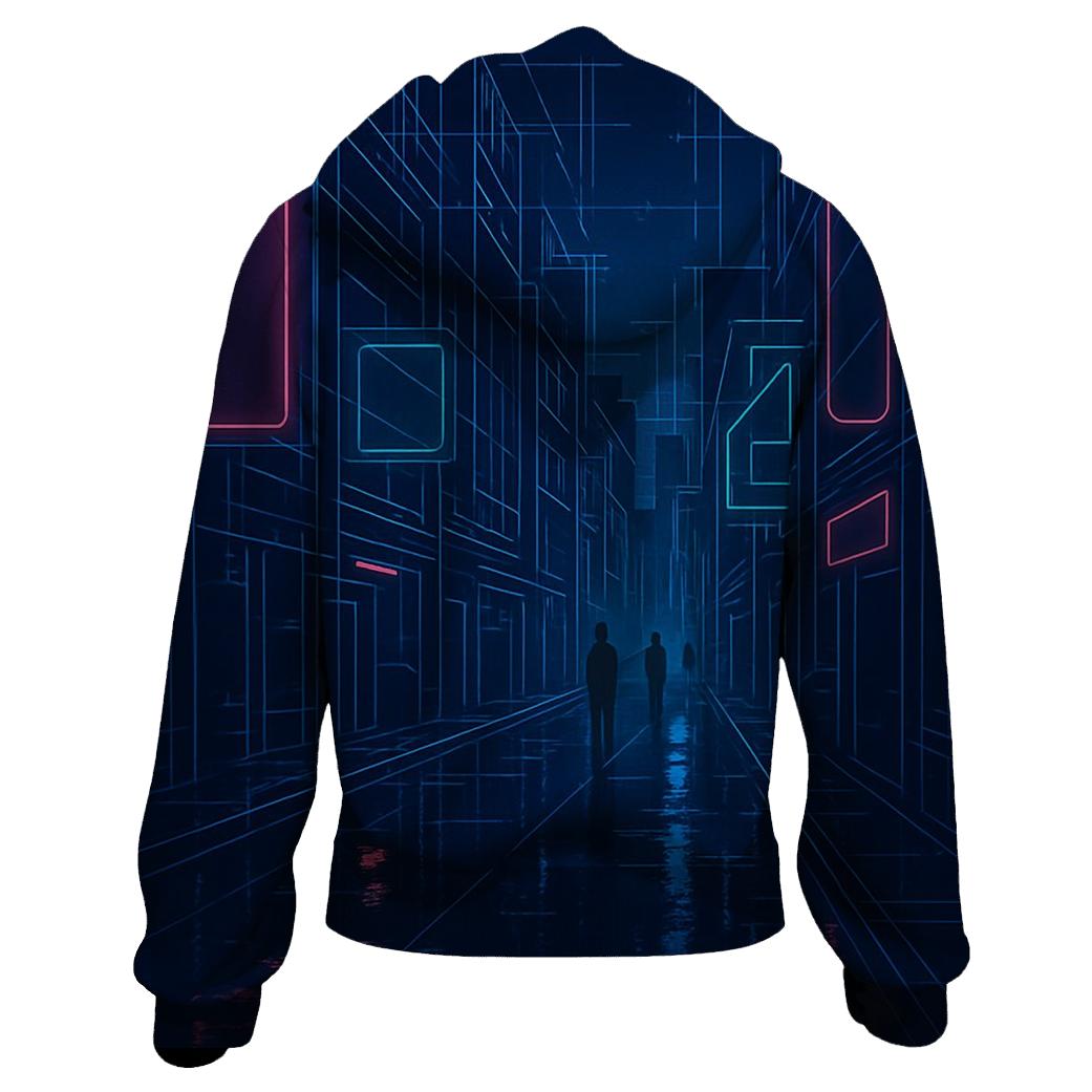 Neon Rain City Blueprint hoodie designs