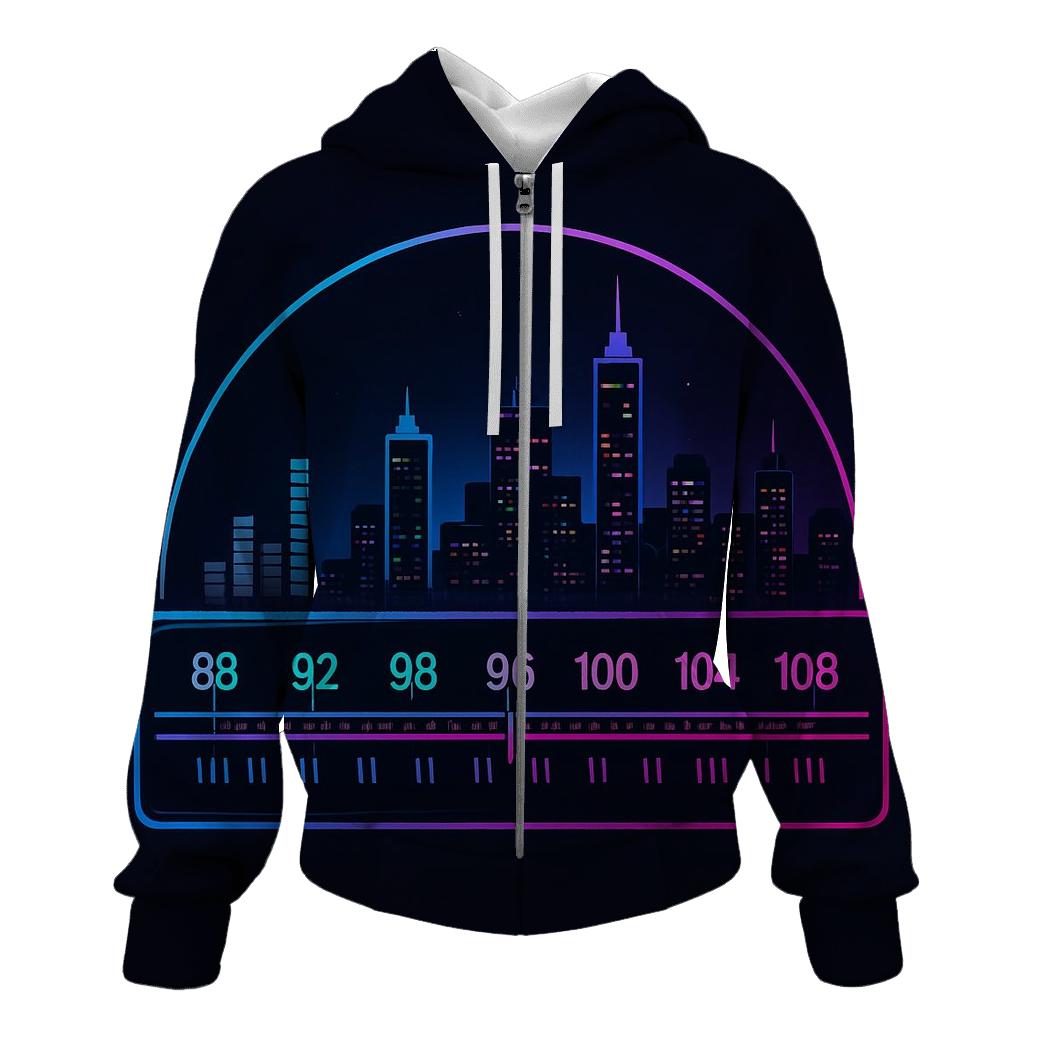 Neon Dial Skyline premium hoodies