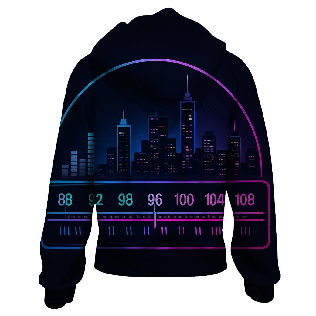 Neon Dial Skyline premium hoodies