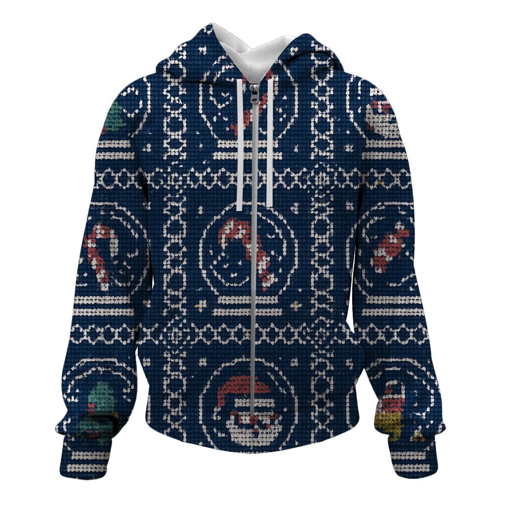 Tinsel Tornado Snow Globe Grid Design zip-up hoodies
