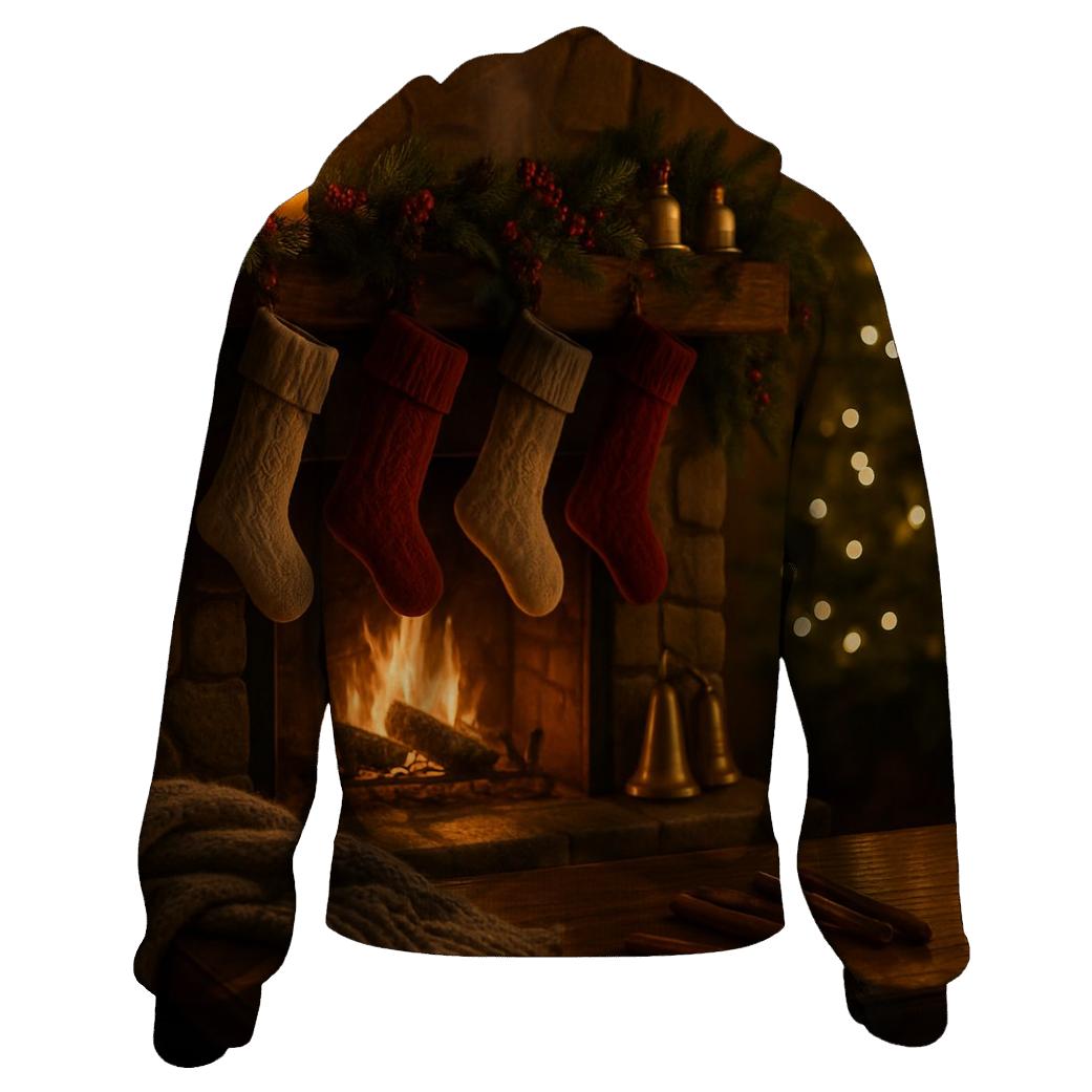 Candlelit Hearth And Evergreen Stockings embroidered hoodies