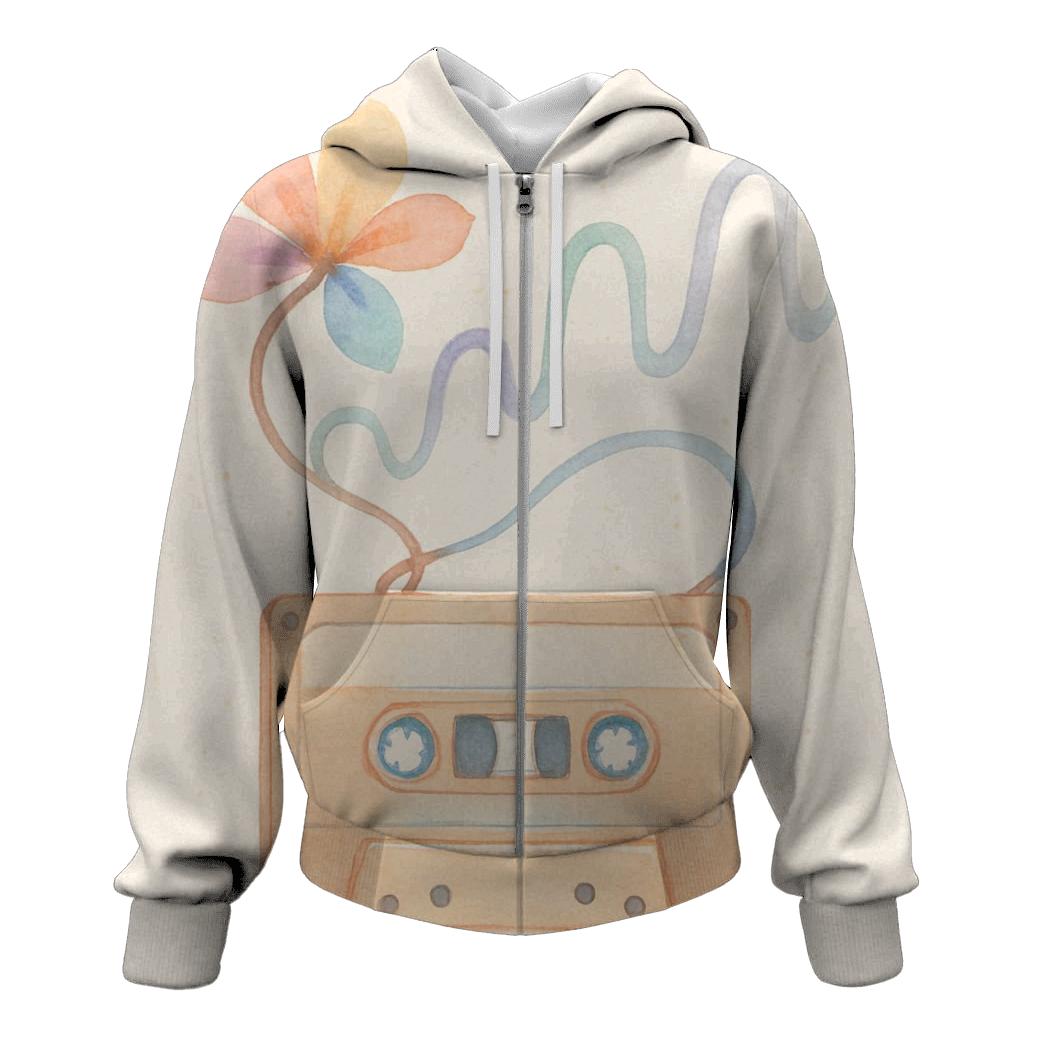 Watercolor Cassette Bloom lightweight hoodies