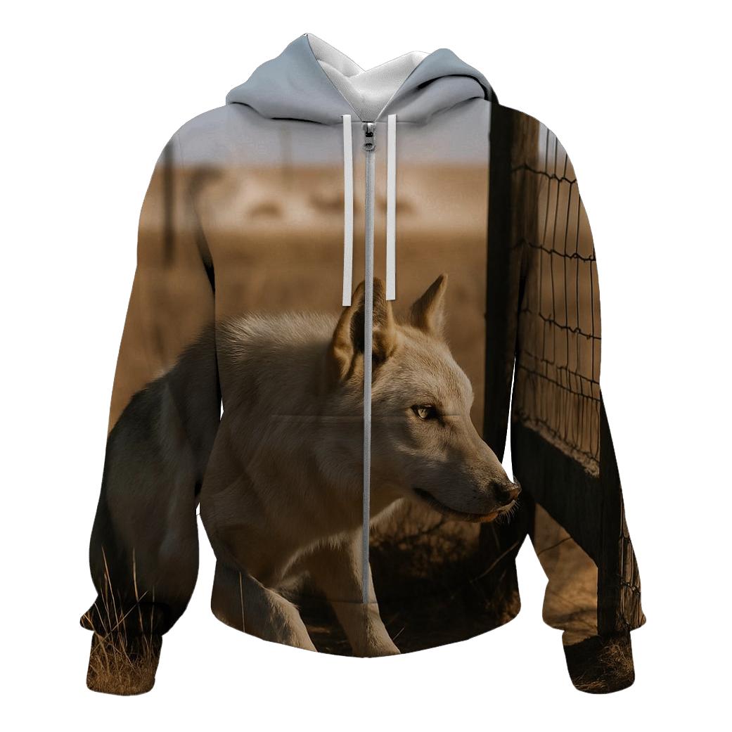 Steppe Wolf At A Saiga Migration Fence Gap designer hoodies