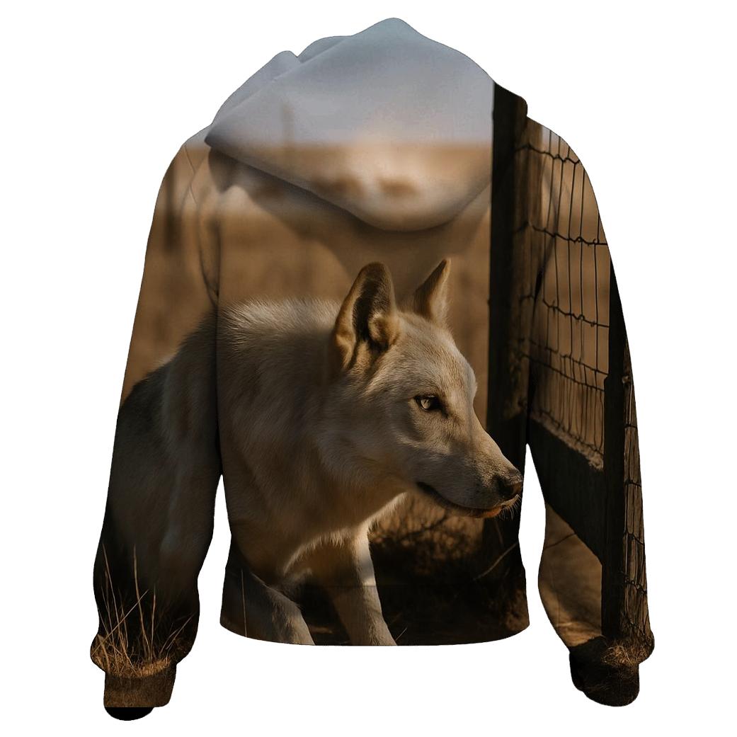 Steppe Wolf At A Saiga Migration Fence Gap designer hoodies