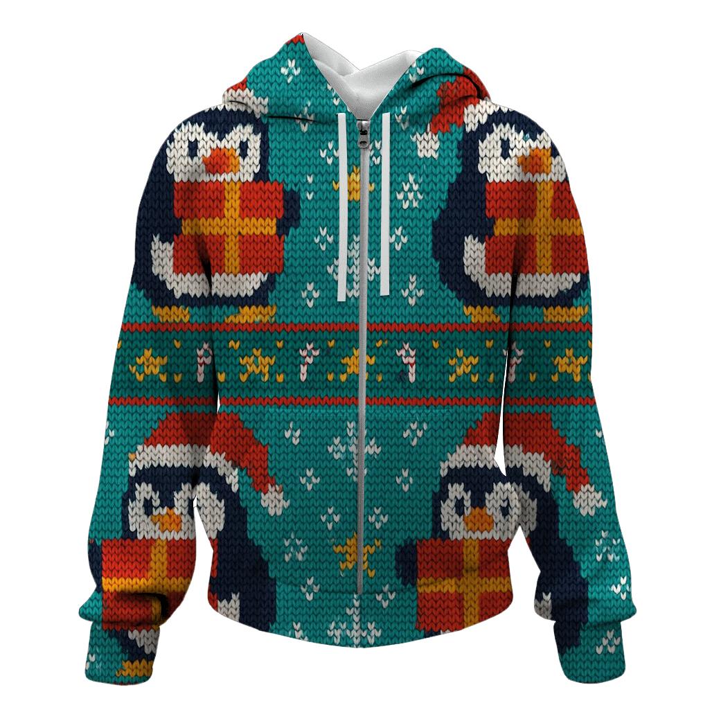 Polar Penguin Present Stack Design printed hoodies