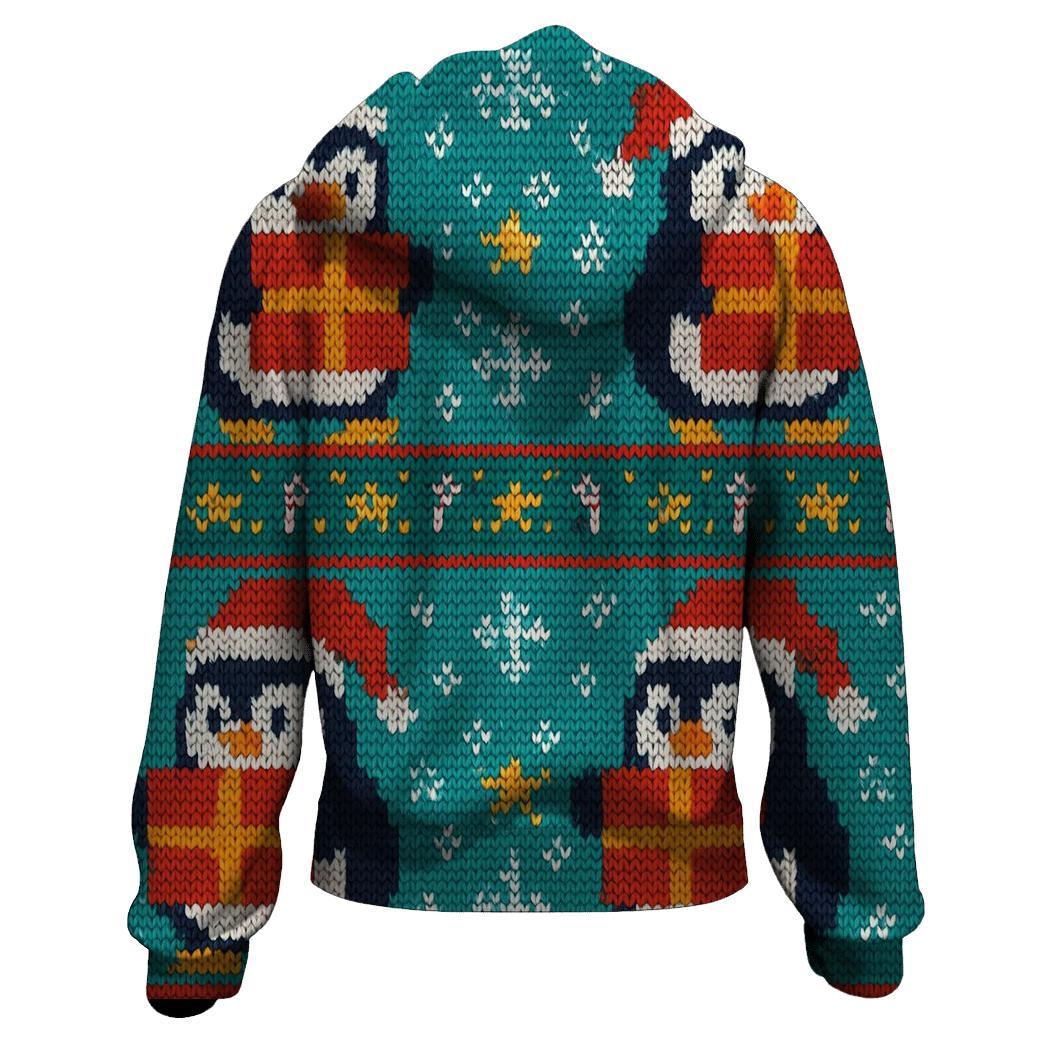 Polar Penguin Present Stack Design printed hoodies