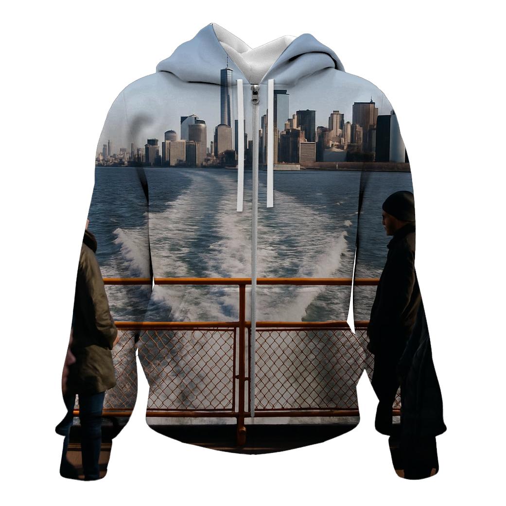 Staten Island Ferry Wake Framing Lower Manhattan heavyweight hoodies