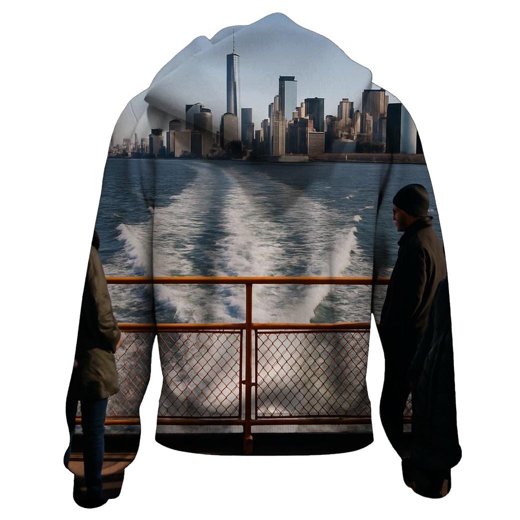 Staten Island Ferry Wake Framing Lower Manhattan heavyweight hoodies