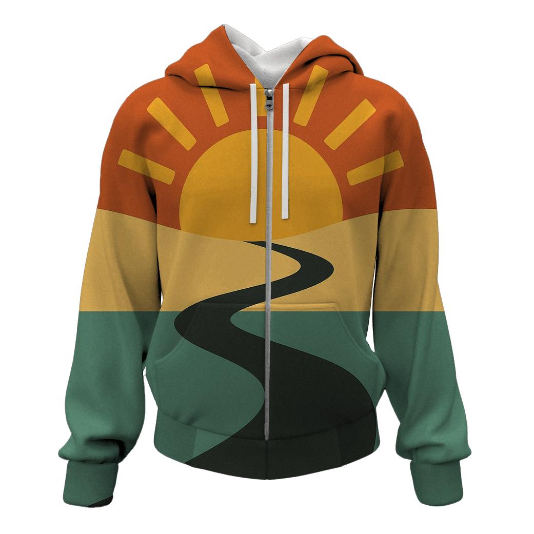 Desert Roadtrip Horizon Blocks zip-up hoodies