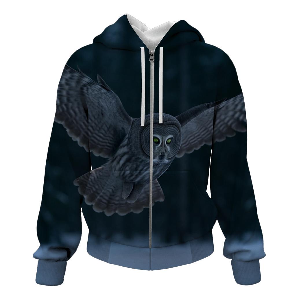 Boreal Stillness Great Gray Owl lightweight hoodies