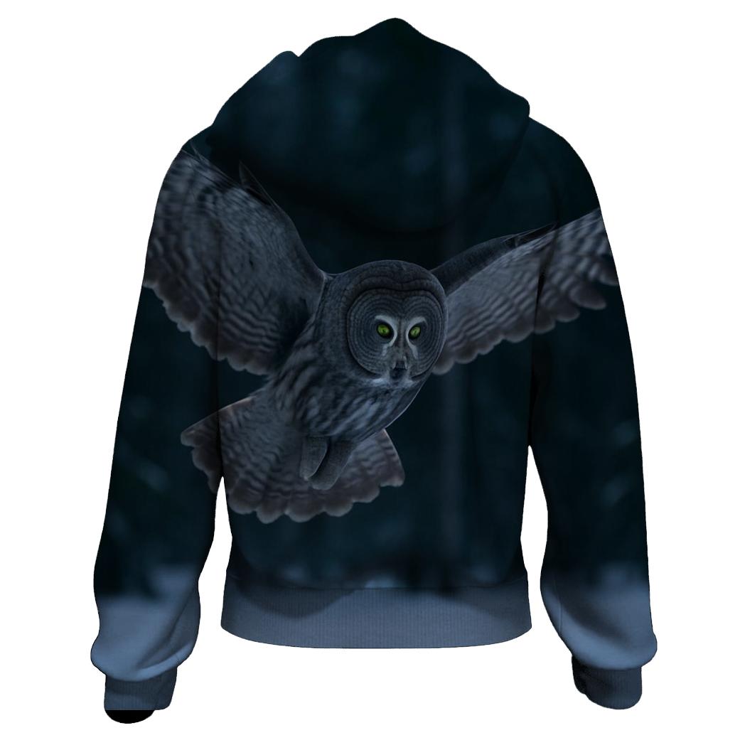 Boreal Stillness Great Gray Owl lightweight hoodies