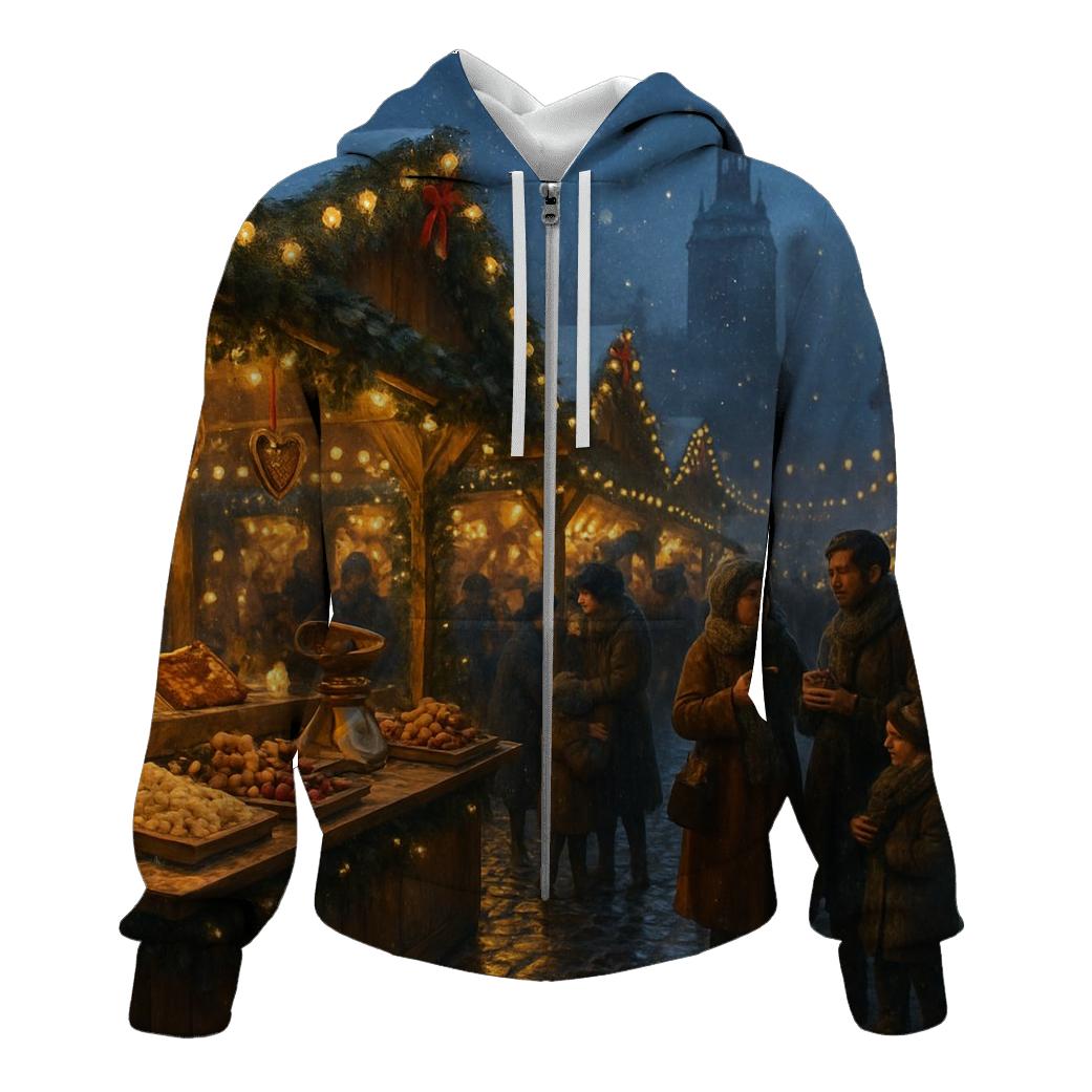 Christmas Market Under Lantern Snow pullover hoodies