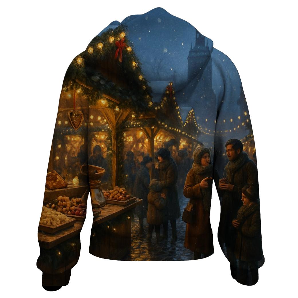 Christmas Market Under Lantern Snow pullover hoodies