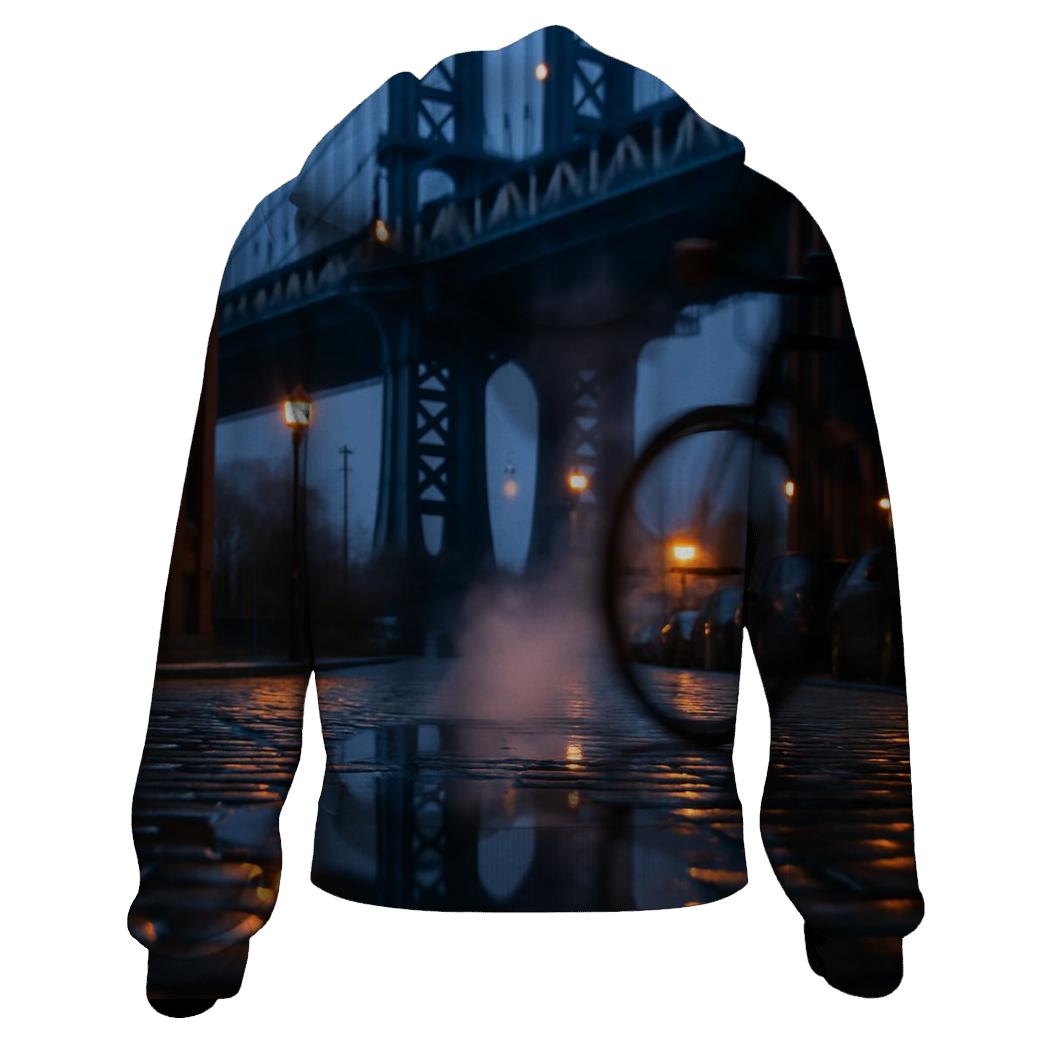Rain Polished Cobblestones In DUMBO With Manhattan Bridge lightweight hoodies