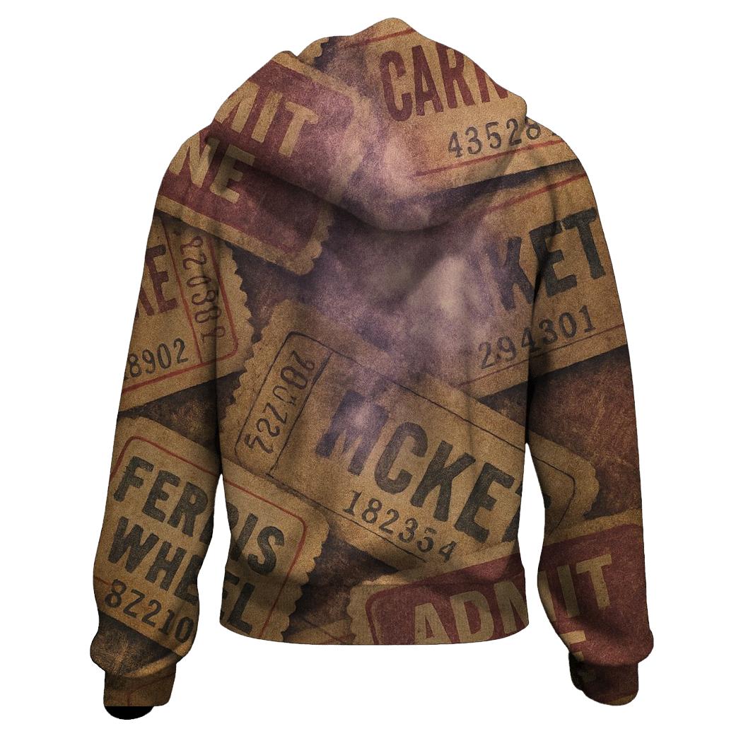 Weathered Cosmic Carnival Ticket Collage lightweight hoodies