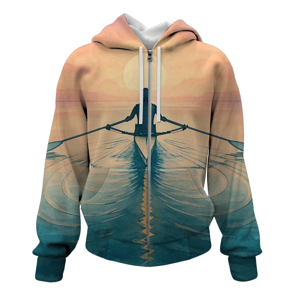 Coastal Rowing Sunrise Rhythm heavyweight hoodies