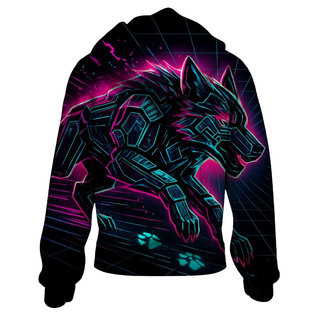 Neon Circuit Wolf Mirage Runner hoodie styles