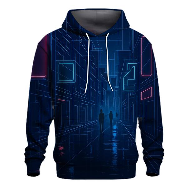 Neon Rain City Blueprint embroidered hoodies