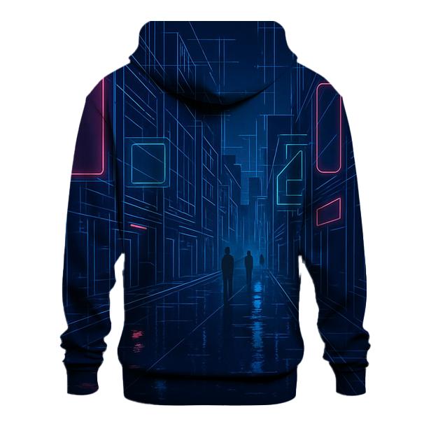 Neon Rain City Blueprint embroidered hoodies