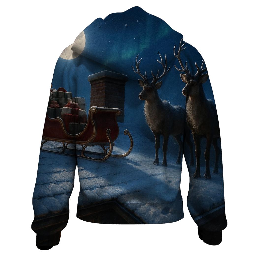 Midnight Sleigh On A Frosted Rooftop heavyweight hoodies