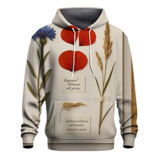 Pressed Wildflower Herbarium Page With Field Labels printed hoodies