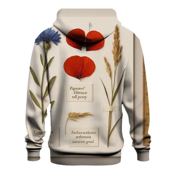 Pressed Wildflower Herbarium Page With Field Labels printed hoodies