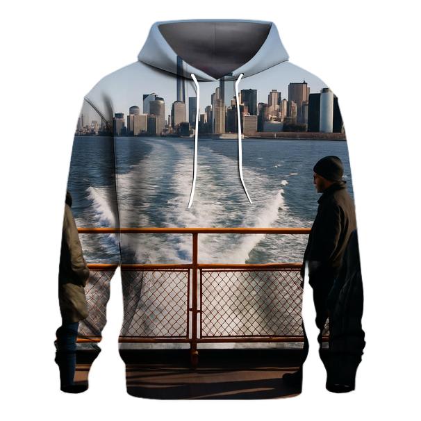 Staten Island Ferry Wake Framing Lower Manhattan printed hoodies