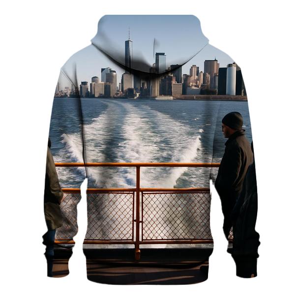 Staten Island Ferry Wake Framing Lower Manhattan printed hoodies