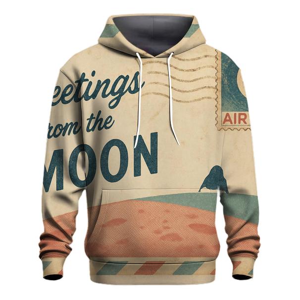 Retro Air Mail Postcard From The Moon heavyweight hoodies
