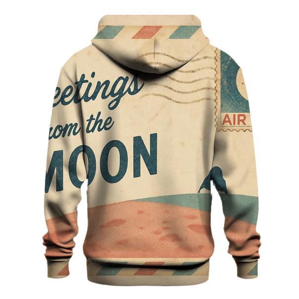 Retro Air Mail Postcard From The Moon heavyweight hoodies