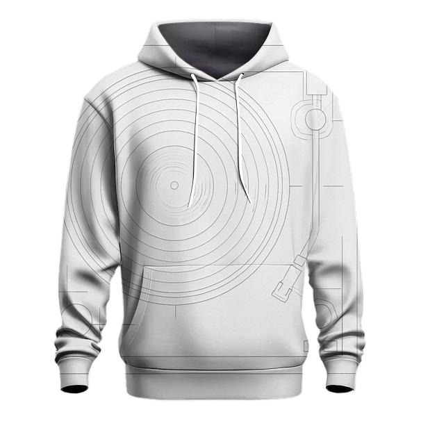 Monochrome Turntable Blueprint printed hoodies