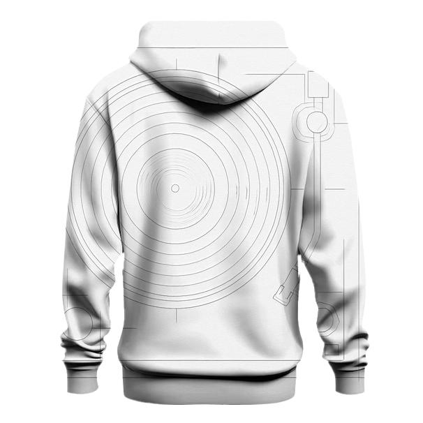 Monochrome Turntable Blueprint printed hoodies