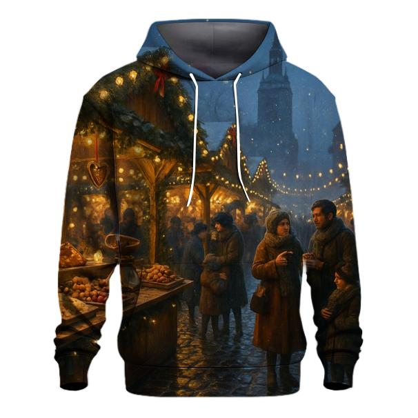 Christmas Market Under Lantern Snow heavyweight hoodies