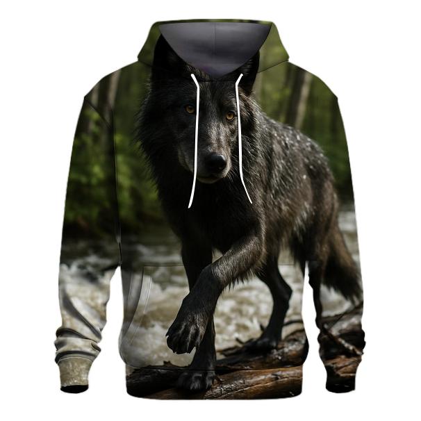 Riparian Wolf Listening Over Spring Floodwater hoodies fashion