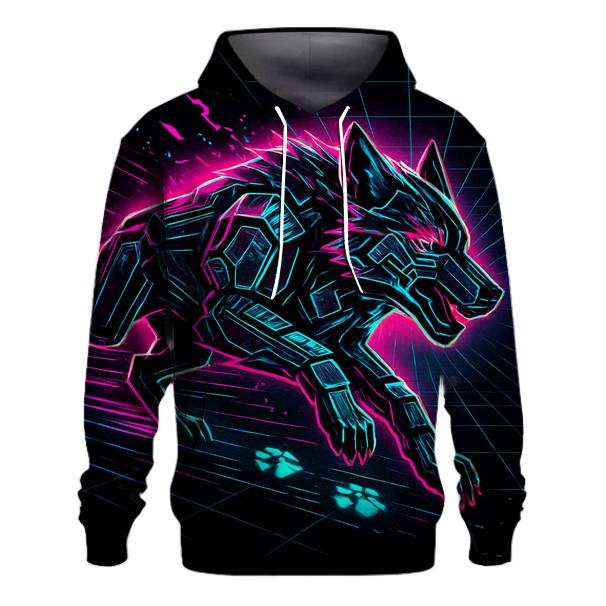 Neon Circuit Wolf Mirage Runner hoodie designs