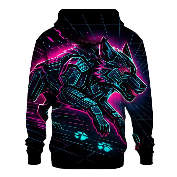 Neon Circuit Wolf Mirage Runner hoodie designs