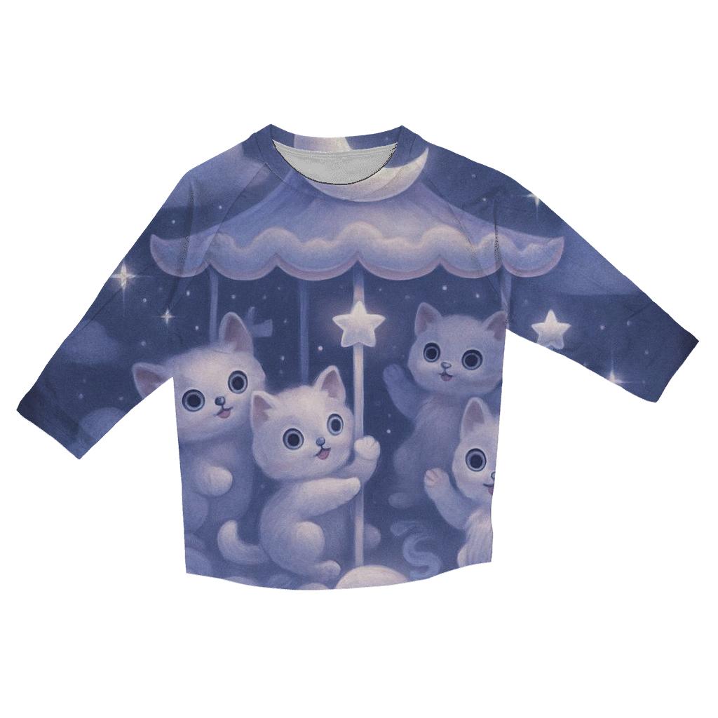 Moonlit Cloud Kitten Carousel custom 3/4 sleeve shirts
