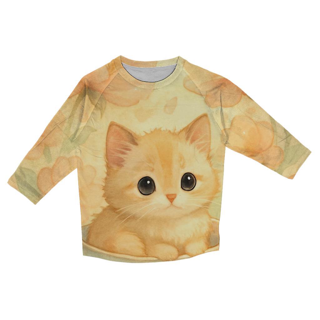 Sunrise Tea Garden Kitten Nap casual three quarter sleeve shirts
