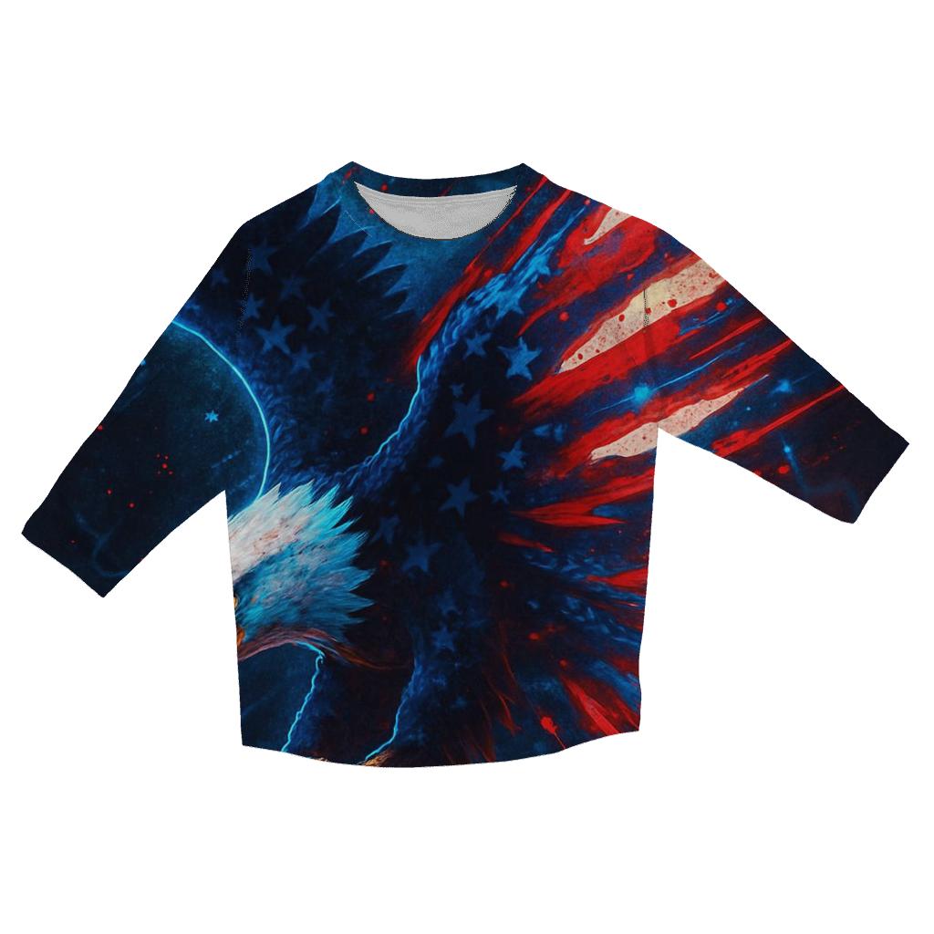 Neon Harbor Eagle Burst trendy 3/4 sleeve tops