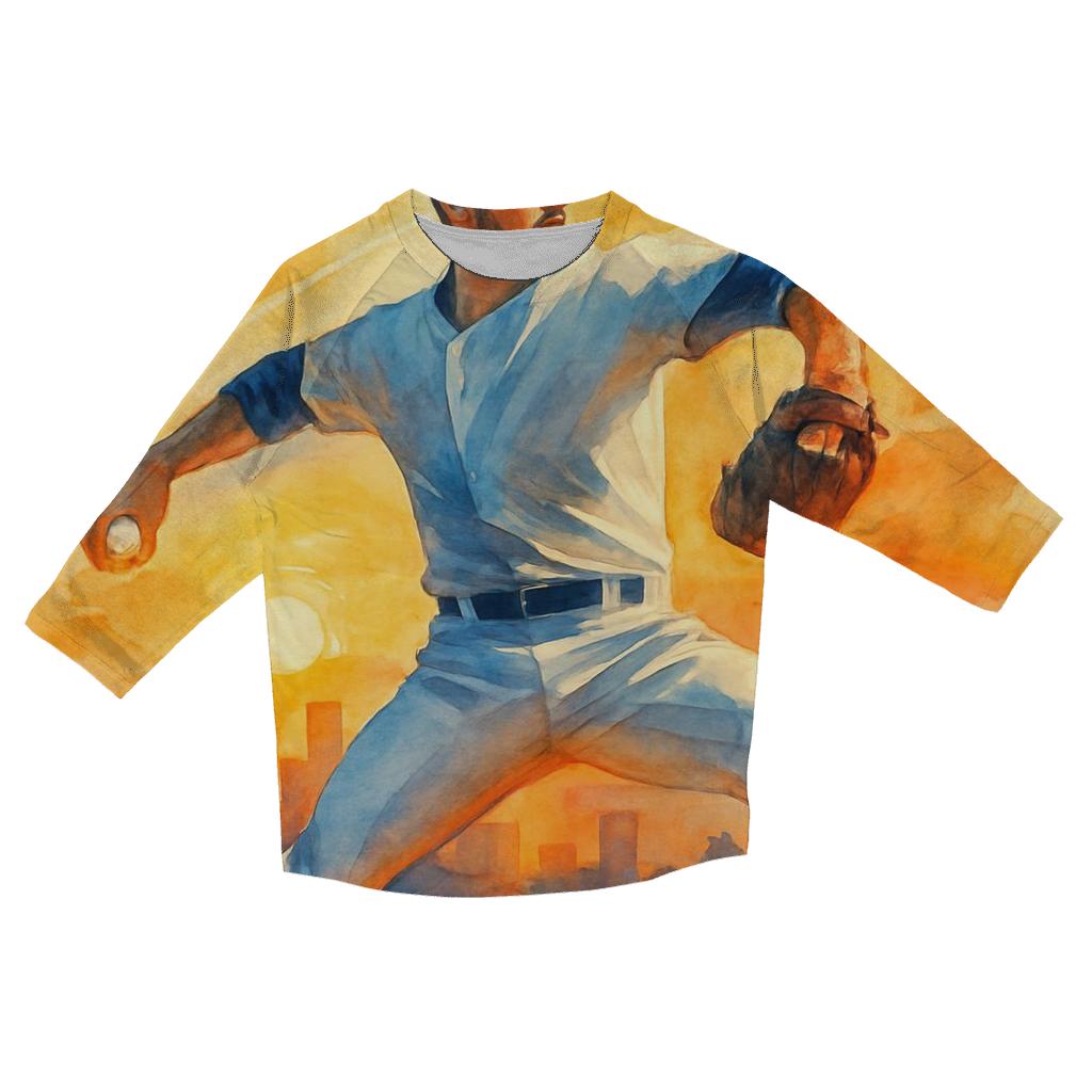 Sunset Arc Over The Outfield printed three quarter sleeve shirts