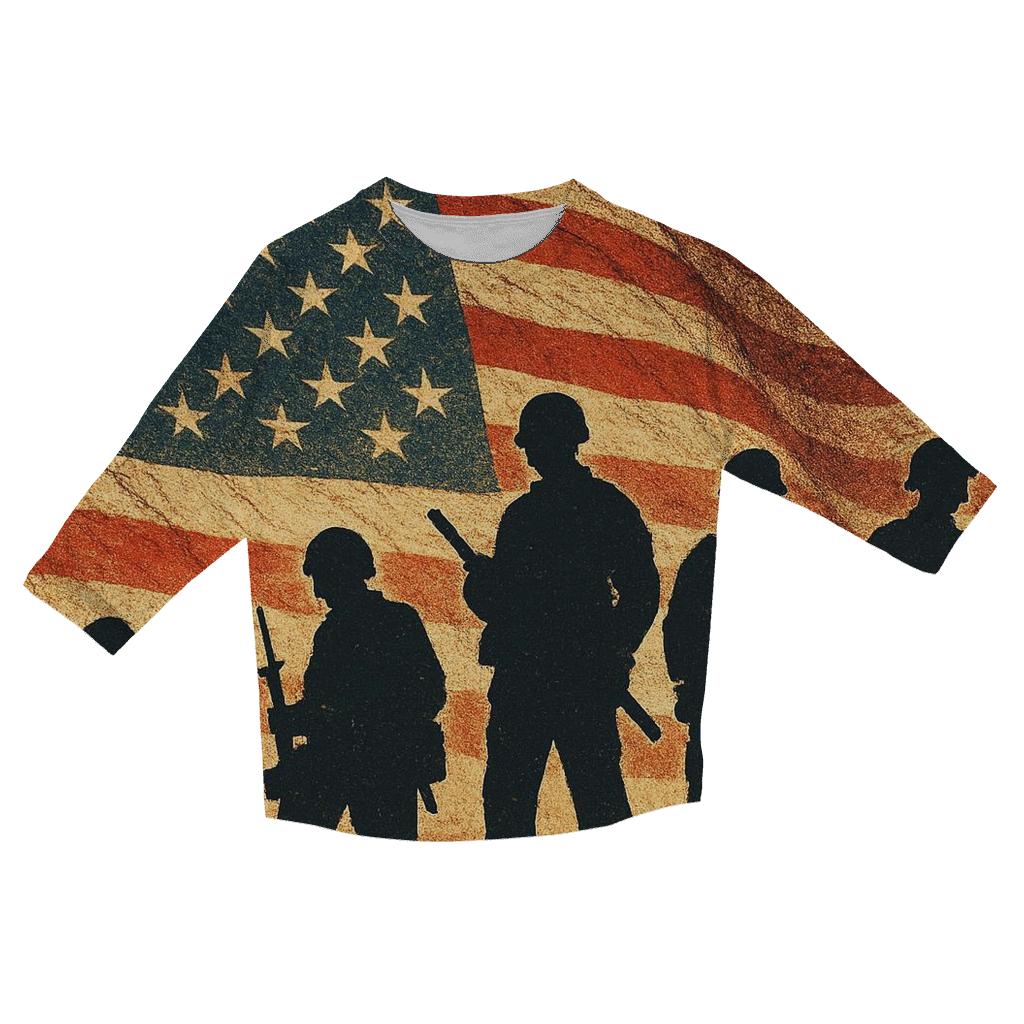 Vintage Battlefield Silhouette Banner cotton quarter sleeve shirts