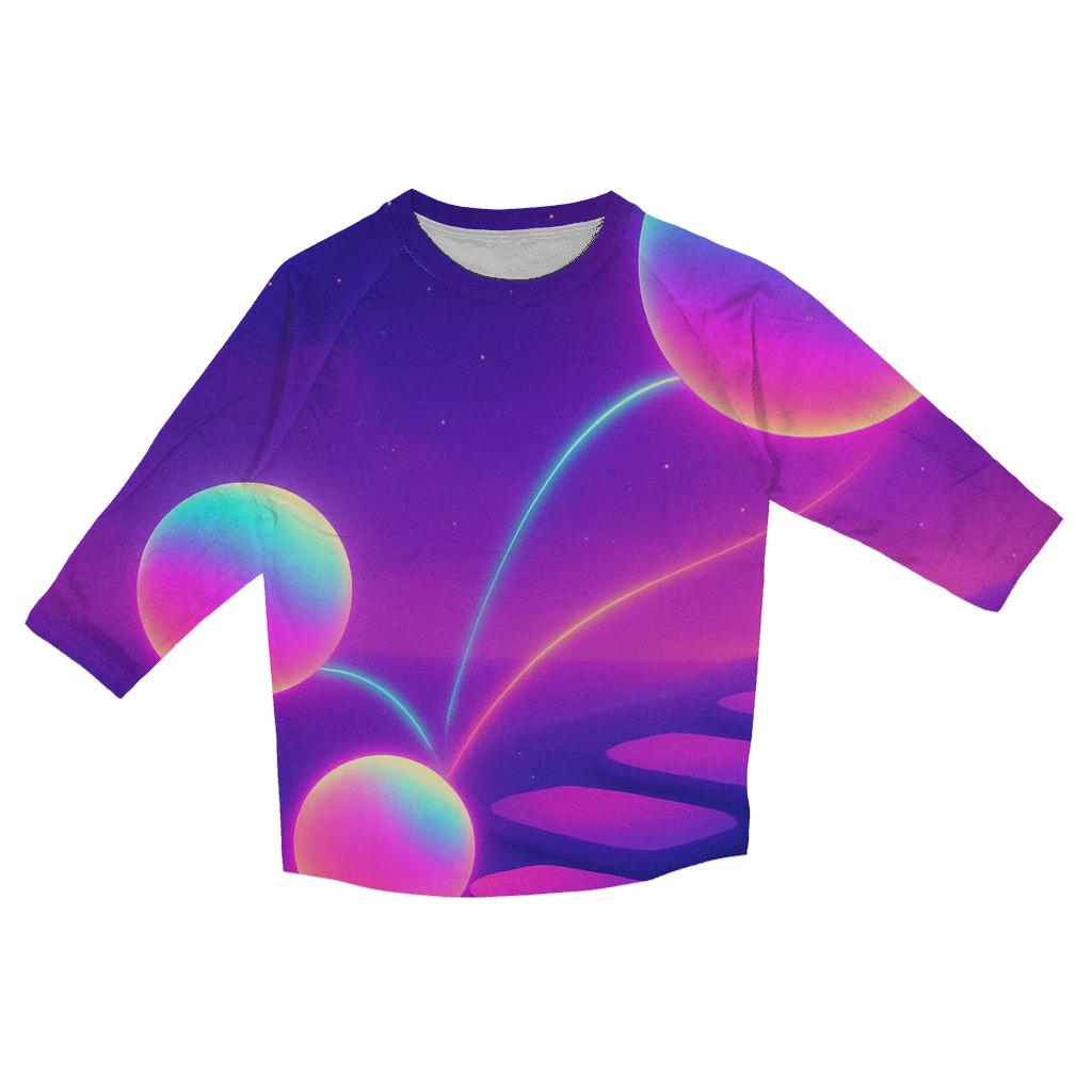 Neon Orbit Playground personalized 3/4 sleeve tees