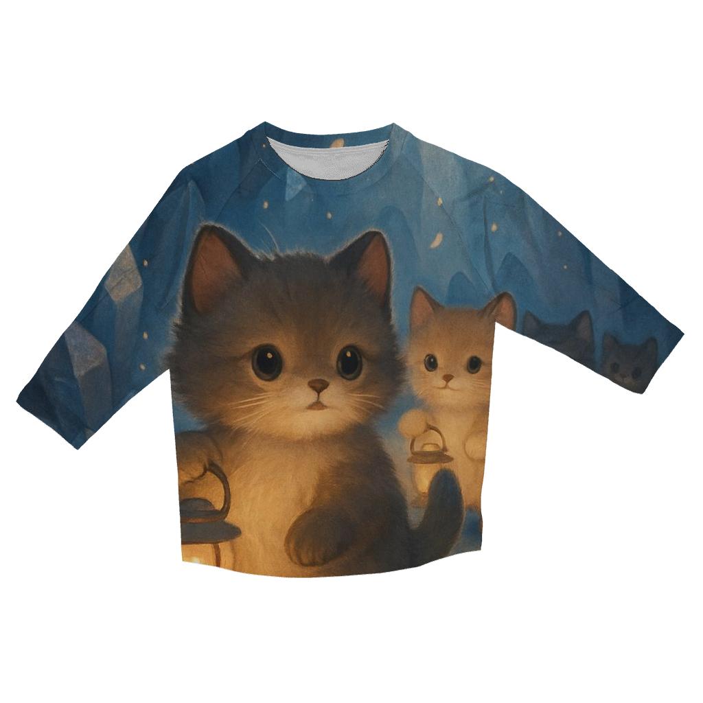 Crystal Cave Lantern Cat Parade casual three quarter sleeve shirts