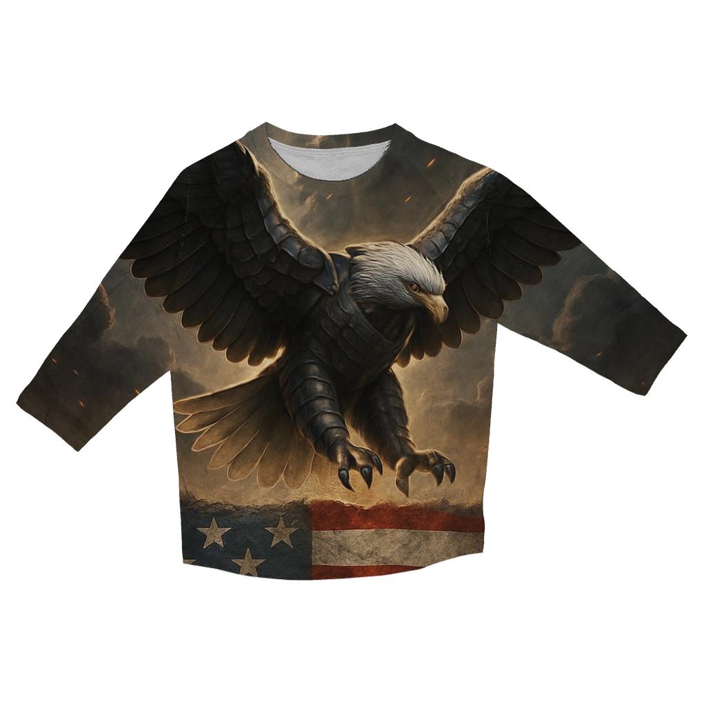Eagle Of Steel Over The Flag Forged Horizon printed three quarter sleeve shirts