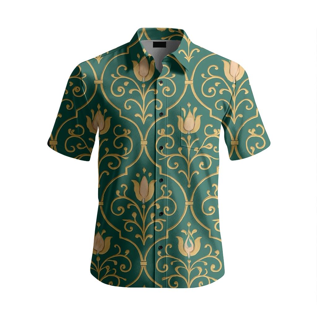 Mughal Garden Jali Quatrefoil Vines designer stitched shirts