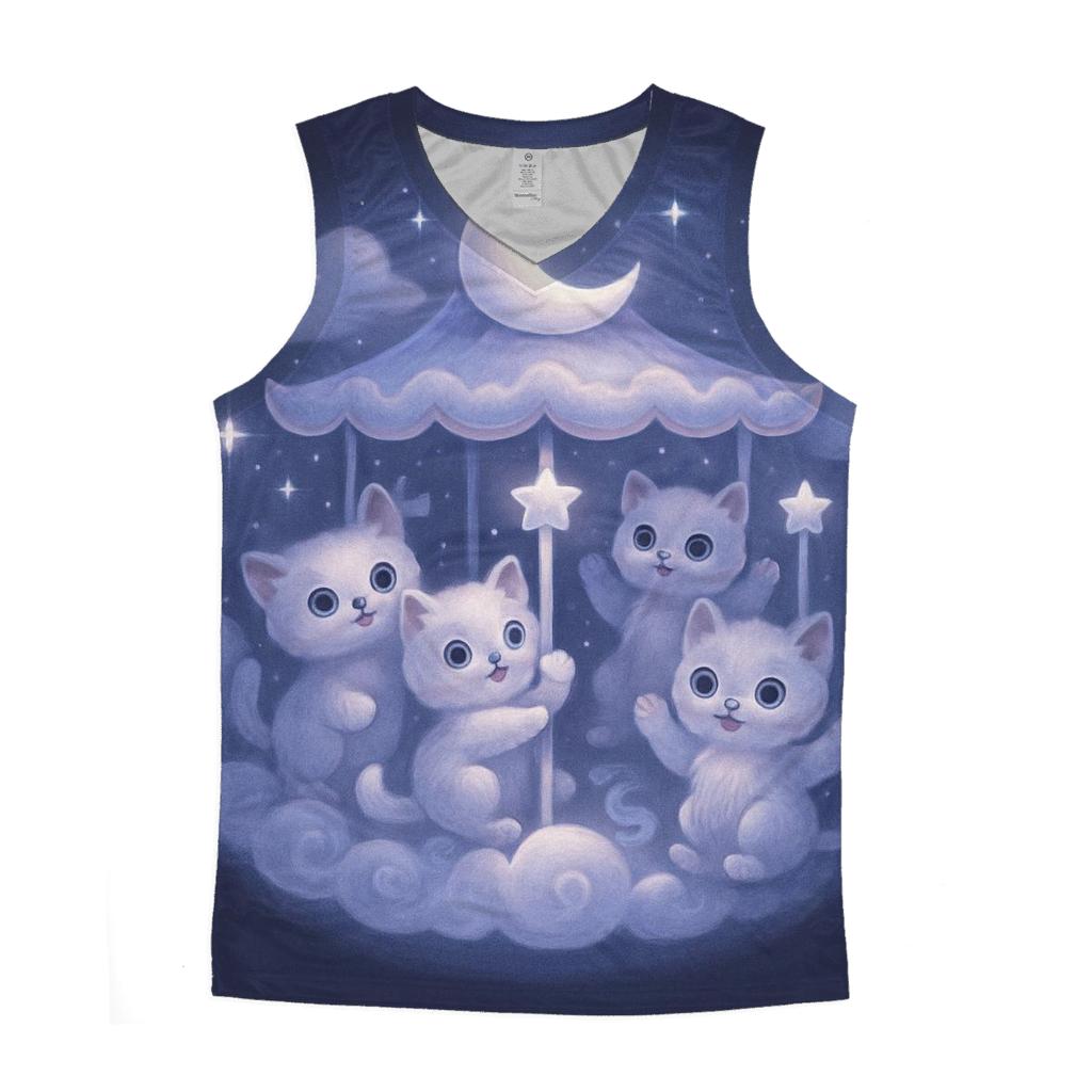 Moonlit Cloud Kitten Carousel trendy fitted tank tops