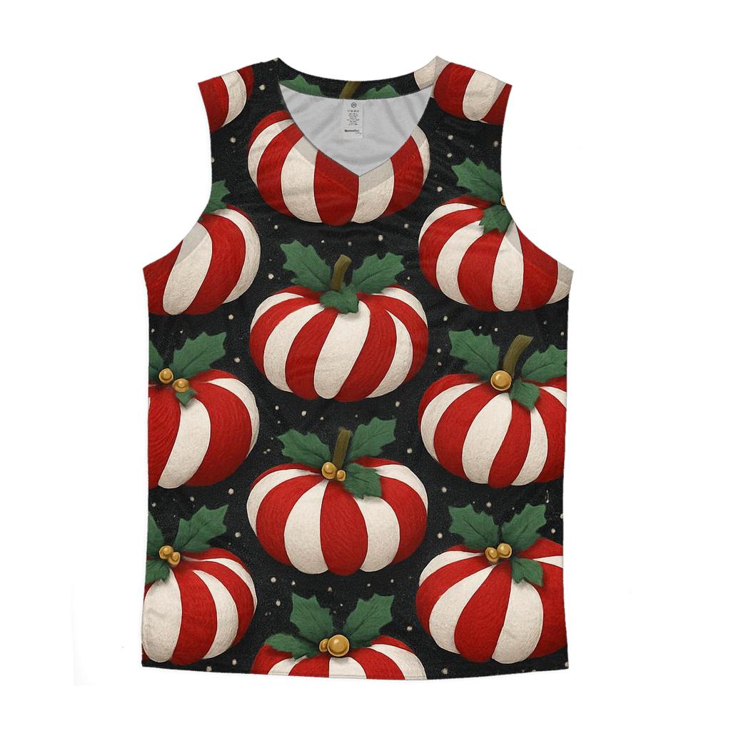 Candy Cane Knit Pumpkin Tessellation On Charcoal Background casual summer tank tops