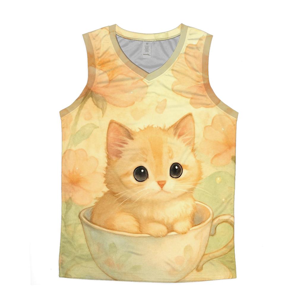 Sunrise Tea Garden Kitten Nap cotton sleeveless tops
