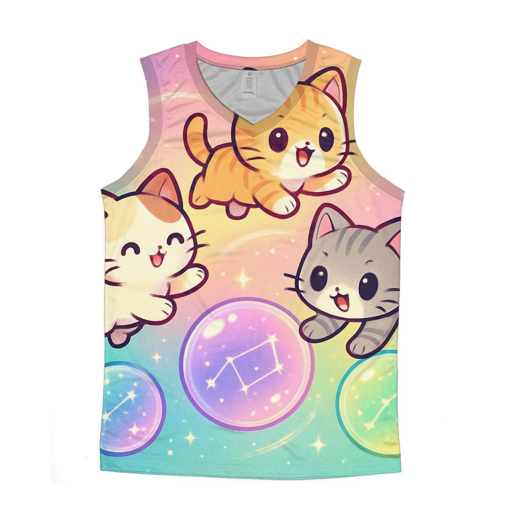Starlight Bubble Orbit Kittens casual summer tank tops